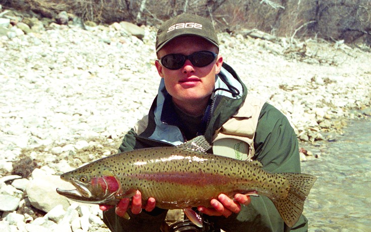 Stillwater rainbow trout on fly.