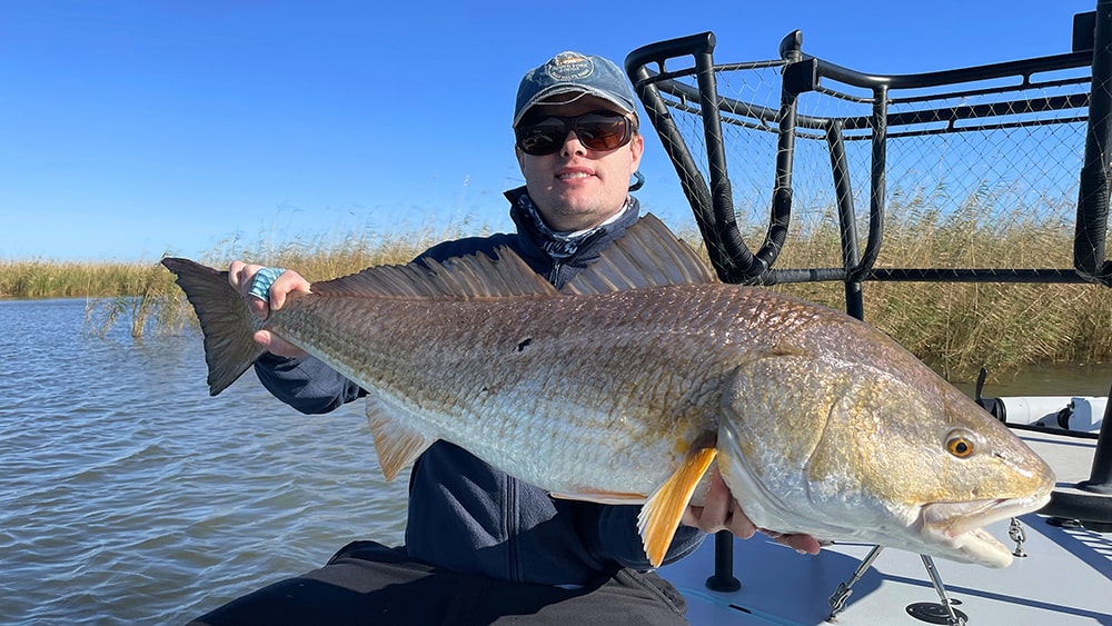 Redfish on fly Louisiana Delta